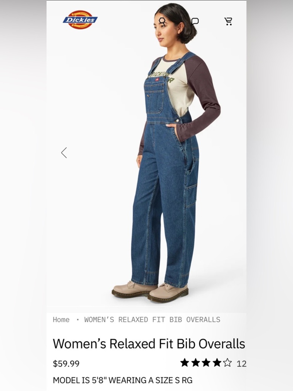 Dickies Women's Relaxed Fit Denim Overalls - Blue